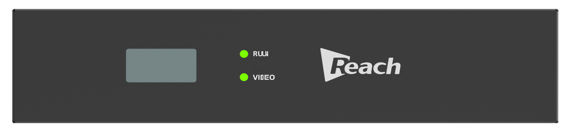 Reach Edge Node ENC1200P HD encoder front panel with 2-inch information display, VIDEO and RUN indicators Reach Edge Node ENC1200P HD encoder front panel with 2-inch information display, VIDEO and RUN indicators